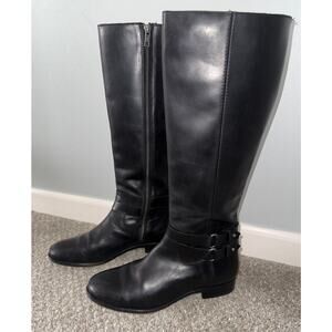 FRYE Christie Double Strap Tall Riding Boots Black Leather -Size 8.5